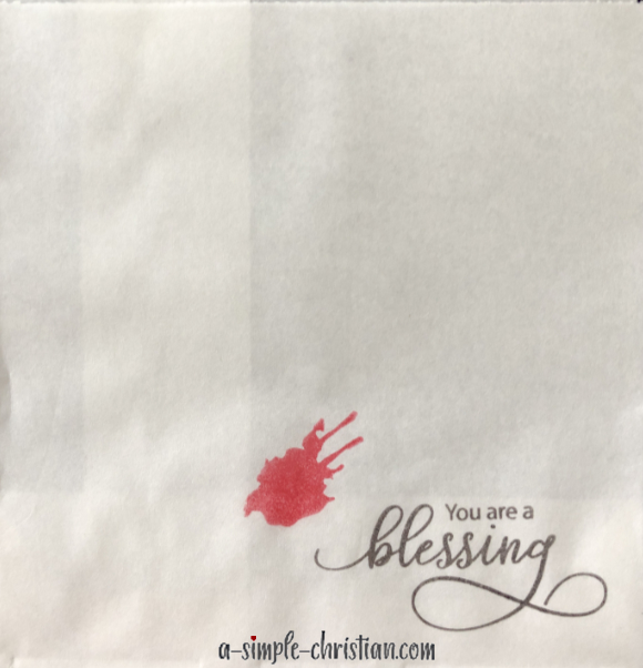 Stamped image: A splash of blood
Handwritten words: You are a blessing